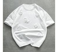 maglietta da uomo con stile di strada, best seller, con ricamo floreale retrò su tutto il capo, adatto per festival musicali all'aperto, uscite casual, regali per fidanzati/mariti, regali per annivers