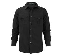 Maglietta da uomo con tasca per pesca, escursionismo, safari, traspirante, ad asciugatura rapida, convertibile, a maniche lunghe, top tattico, Z02-black Camicie Con Doppie Tasche, XL