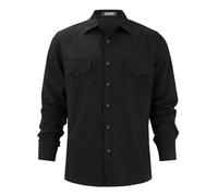 Maglietta da uomo con tasca per pesca, escursionismo, safari, traspirante, ad asciugatura rapida, convertibile, a maniche lunghe, top tattico, Z01-black Camicie Con Doppie Tasche, 3XL
