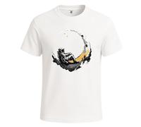 Maglietta da uomo con uomo spaziale sulla luna, per amanti dello spazio, idea regalo, T-shirt Bianca Stampa Nera, S