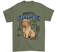 Maglietta Da Uomo Divertente Anatomia Shar Pei 100% Cotone