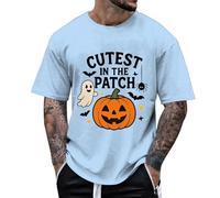 Maglietta da uomo divertente per Halloween per bambini - Cutest Pumpkin in The Patch | Graziosa maglietta per il periodo autunnale, Stil_l06 blu, XXL