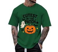 Maglietta da uomo divertente per Halloween per bambini - Cutest Pumpkin in The Patch | Graziosa maglietta per il periodo autunnale, Stil_l03 verde, S