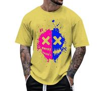 Maglietta da uomo e da donna, a maniche corte, stile europeo e americano, con stampa 3D, tessuto traspirante e casual, per lo sport, giallo, XL