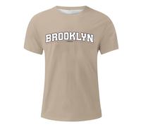 Maglietta da uomo e uomo, oversize, scollo rotondo, a maniche corte, casual, alla moda, con alfabeto grafico stampato, street wear, sport casual, beige., L