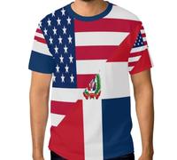 Maglietta da uomo elasticizzata, top grafico personalizzato resistente alle grinze dalla S alla 3XL, Bandiera degli Stati Uniti e della Repubblica Dominicana, 3XL