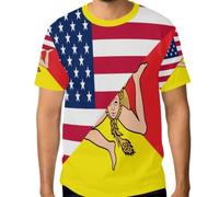 Maglietta da uomo elasticizzata, top grafico personalizzato resistente alle grinze dalla S alla 3XL, Bandiera degli Stati Uniti Sicilia, M