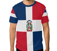 Maglietta da uomo elasticizzata, top grafico personalizzato resistente alle grinze dalla S alla 3XL, Bandiera della Repubblica Dominicana, L