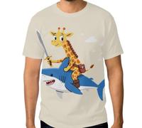 Maglietta da uomo elasticizzata, top grafico personalizzato resistente alle grinze dalla S alla 3XL, Giraffa Pirata Equitazione Sea Creatura Spada Carino Animale, M