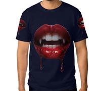 Maglietta da uomo elasticizzata, top grafico personalizzato resistente alle grinze dalla S alla 3XL, Labbra Halloween Zucca Spaventoso Dolce O Acido, L