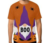 Maglietta da uomo elasticizzata, top grafico personalizzato resistente alle grinze dalla S alla 3XL, Spettrale Halloween gnomi zucca web modello bug modello strega Boo, L