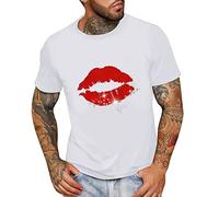 Maglietta da uomo, estiva, casual, girocollo, a maniche corte, stampata, traspirante, leggera, in cotone, basic alla moda, casual, per il tempo libero, con scollo rotondo, bianco, XL