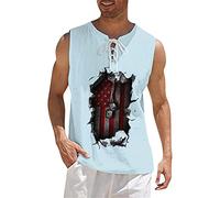 Maglietta da uomo estiva dell'indipendenza, stampa digitale 3D, senza maniche, per attività all'aria aperta, tempo libero, Celeste., XXL