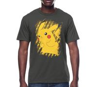 Maglietta Da Uomo Grigia Pokemon Pikachu Elettrico Statico