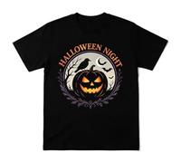 Maglietta Da Uomo Halloween Night Vintage Crow Pumpkin T-Shirt | Maniche Corte Cotone Elegante Tee per Estate Outdoor Vacanza