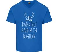 Maglietta Da Uomo In Cotone A V Collo Ragnar Vikings Valhalla Bad Girls Raid