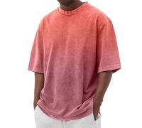 Maglietta da uomo in cotone, estiva, oversize, con tie-dye, a maniche corte, basic, per il tempo libero, le vacanze, maglietta sportiva, per la casa e le vacanze, O Anguria Rosso, L