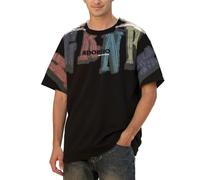 Maglietta da uomo in cotone, oversize, Y2K, vintage, con scollo rotondo, a maniche corte, estiva, traspirante, sportiva, casual, per attività all'aria aperta, O nero., XXL