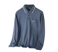 Maglietta da uomo in cotone regular fit top 2025 da uomo casual alla moda in puro cotone con risvolto sottile maglietta a maniche lunghe per interni ed esterni vita quotidiana, Marina Militare, XXL
