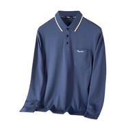 Maglietta da uomo in cotone regular fit top 2025 da uomo casual alla moda in puro cotone con risvolto sottile maglietta a maniche lunghe per interni ed esterni vita quotidiana, Blu, XL