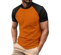 Maglietta da uomo in jersey a maniche corte raglan, stile baseball, abbigliamento sportivo, casual, tinta unita, stile classico, Z01-arancione, S