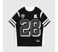 Maglietta da uomo in stile college, casual e retrò, con stampa a pois e combinazione di numeri e lettere, dal sapore sportivo e da strada 1XL,2XL,3XL,4XL,5XLGeometrico,LettereTessuto