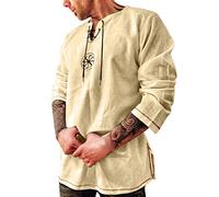 Maglietta da uomo, invernale, tempo libero, viaggi, cotone, senza cappuccio, con coulisse, a maniche lunghe, cachi, 3XL