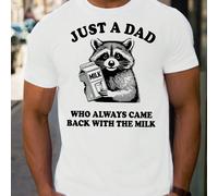 Maglietta da uomo JUST A DAD MILK WHO ALWAYS CAME BACK WITH THE Valentine'S, 1 pezzo 220gsm girocollo casual pesante puro cotone T-shirt casual stampata a maniche corte con scollo tondo da uomo per Sa