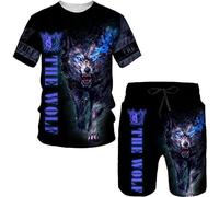 Maglietta da uomo Lion, pantaloni corti 3D, animal, da uomo, set da street, casual, tuta sportiva, A1, S