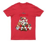 Maglietta da uomo Merry Chickmas Christmas Holiday Santa Chickens maglietta...