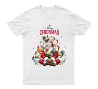 Maglietta da uomo Merry Chickmas Christmas Holiday Santa Chickens maglietta...