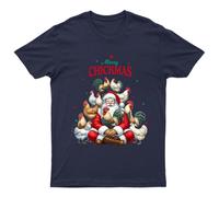 Maglietta da uomo Merry Chickmas Christmas Holiday Santa Chickens maglietta...