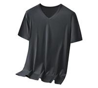 Maglietta da uomo modal, con scollo a V, morbida e confortevole, a maniche corte, traspirante, leggera, casual, per tutti i giorni, il tempo libero, semplice in tinta unita, grigio scuro, M