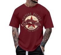 Maglietta da uomo Overseize Biker Rockabilly a maniche corte Hot Rod Racer Tshirts Vintage Racer Shirts Fitness Training Musical Traspirante Streetwear Retro Still Outdoor Wewar, O rosso mattone, M