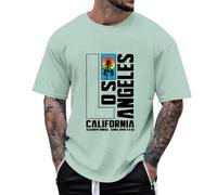 Maglietta da uomo, oversize, scollo rotondo, a maniche corte, casual, estiva, alla moda, con alfabeto grafico, stampato, street wear, sport casual, Verde chiaro, L