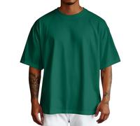 Maglietta da uomo, oversize, tinta unita, a maniche corte, girocollo, larga, taglio largo, stile vintage, casual, per il tempo libero, da uomo, oversize, per l'estate, W Gn1, 3XL