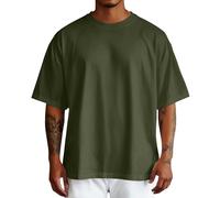 Maglietta da uomo, oversize, tinta unita, a maniche corte, girocollo, larga, taglio largo, stile vintage, casual, per il tempo libero, da uomo, oversize, per l'estate, W Gn3, XL