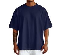 Maglietta da uomo, oversize, tinta unita, a maniche corte, girocollo, larga, taglio largo, stile vintage, casual, per il tempo libero, da uomo, oversize, per l'estate, W Bu2, 3XL