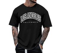 Maglietta da uomo oversize, vintage, da uomo, con effetto ozzizzato, da uomo, a maniche corte, per palestra, fitness, da corsa, alla moda, con lotto, X nero., L