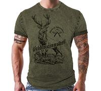 Maglietta da uomo per cacciatore: Waidmannsheil - Hagen ist Naturschutz, Oliva slavato, XXL