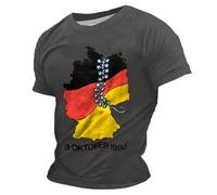 Maglietta da uomo per il giorno dell'unità tedesca - Maglietta patriottica con mappa della Germania | Top 3 ottobre 1990 con bandiera, Stil_d02 Grigio, XXL