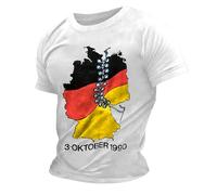 Maglietta da uomo per il giorno dell'unità tedesca - Maglietta patriottica con mappa della Germania | Top 3 ottobre 1990 con bandiera, Stil_d04 Bianco, XXL