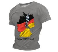 Maglietta da uomo per il giorno dell'unità tedesca - Maglietta patriottica con mappa della Germania | Top 3 ottobre 1990 con bandiera, Stil_d03 Grigio, XXL