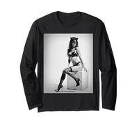 Maglietta da uomo Pinup Girl - Modello sexy con maschera da gatto Maglia a Manica