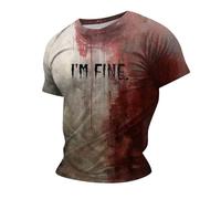 Maglietta da uomo Problem Solved I'm Fine T-shirt Blood Halloween Shirt Uomo Maglietta sanguinosa Problem Solved Halloween T Shirt Problem Solved T-shirt Halloween, 1 arancione., L
