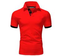 Maglietta da uomo vera classica polo a maniche corte con bottoni sul collo a lupetto tinta unita traspirante fitness business lavoro golf polo da uomo, Rosso, 5X-Large