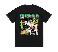 Maglietta da Uomo YoungBoy Never Broke Again Maglietta Unisex in Cotone a Maniche Corte e Scollo Rotondo Abbigliamento Donna Hip Hop Vintage Streetwear-Black||XS