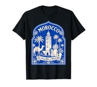 Maglietta da Viaggio con Scritta Morocco is Calling And I Must Go Maglietta