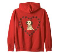 Maglietta Dalmata con Stampa di Zampa di Cucciolo di Cuore Dalmata Felpa con Cappuccio