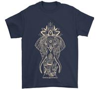 Maglietta D'Artista Elefante Mandala In Oro Uomo 100% Cotone